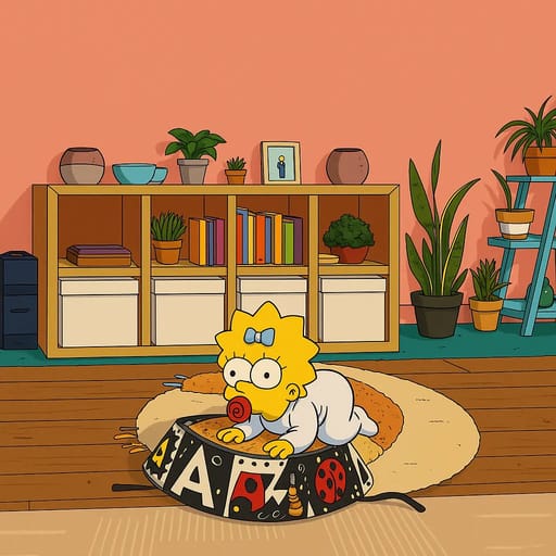 baby-floor photo transformed into The Simpsons AI artwork - the simpsons style generator