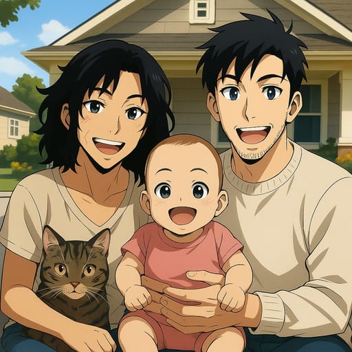 family-house photo transformed into Solo Leveling AI artwork - solo leveling style generator