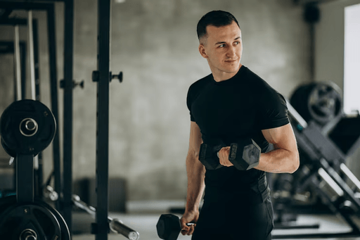Original guy-gym photo before The Simpsons AI transformation