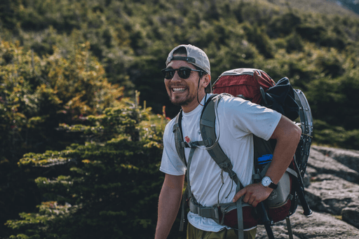 Original guy-hike photo before The Simpsons AI transformation